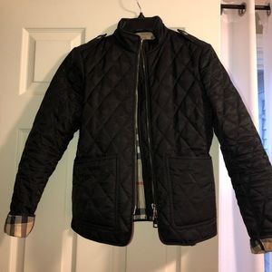 Black Burberry Brit jacket with zipper